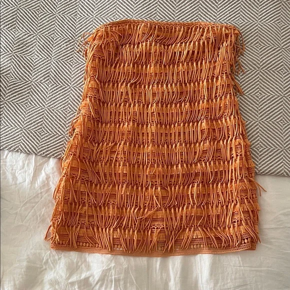 Anthropologie Orange Fringe Mini Dress - Picture 6 of 7